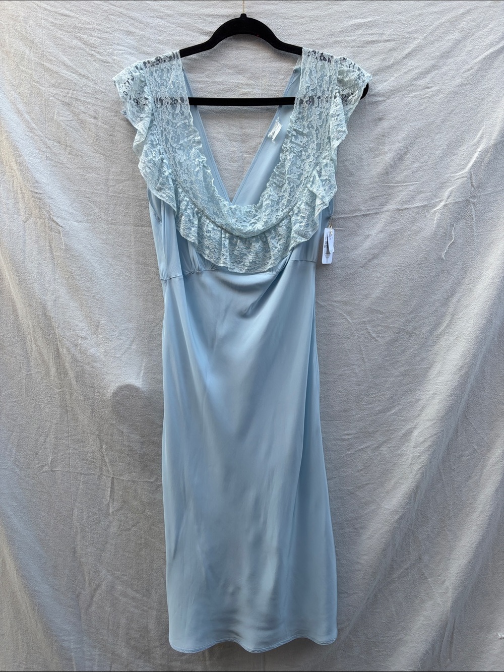 Lace Trim Slip Dress - Light Blue